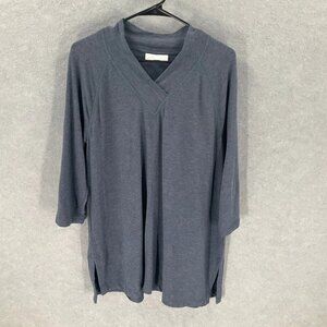 Pure Jill Affinity French Terry Tunic Top VNeck 3/4 Sleeve Womens Sz M Cozy